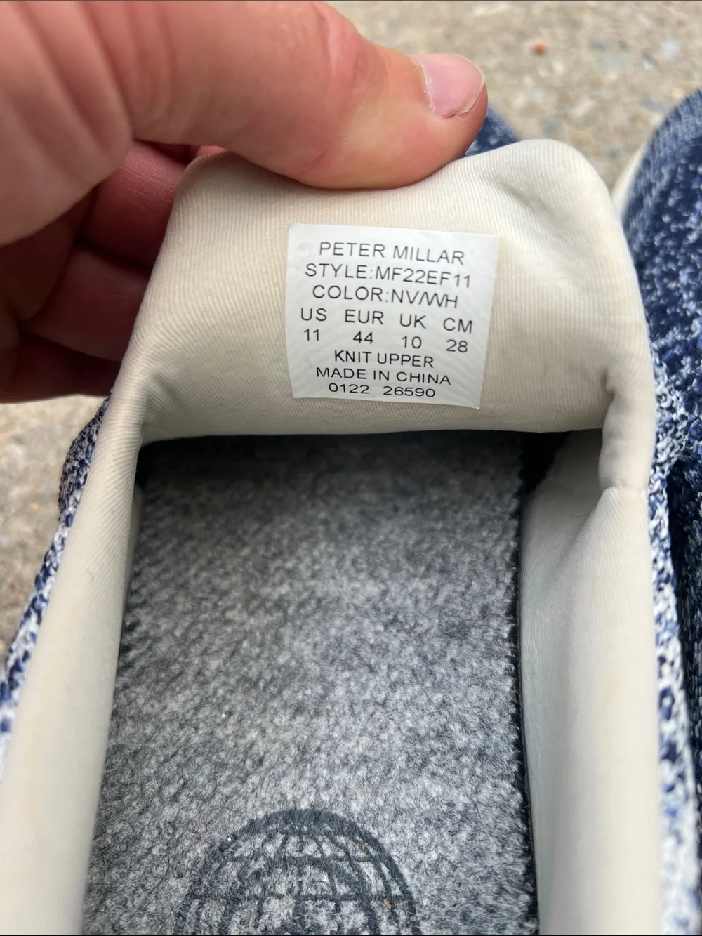 Peter Millar Men’s Knit Sneakers in Navy and Cream